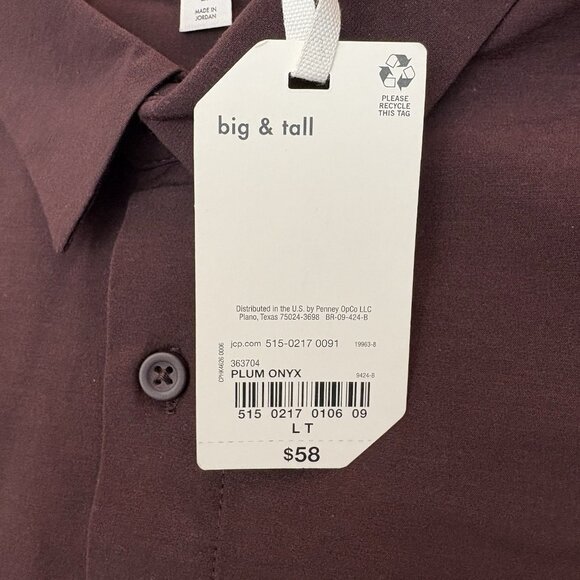 Stylus Men's Button Down Shirt Size L Tall Maroon Long Sleeve Stretch NWT $58 - Picture 11 of 15
